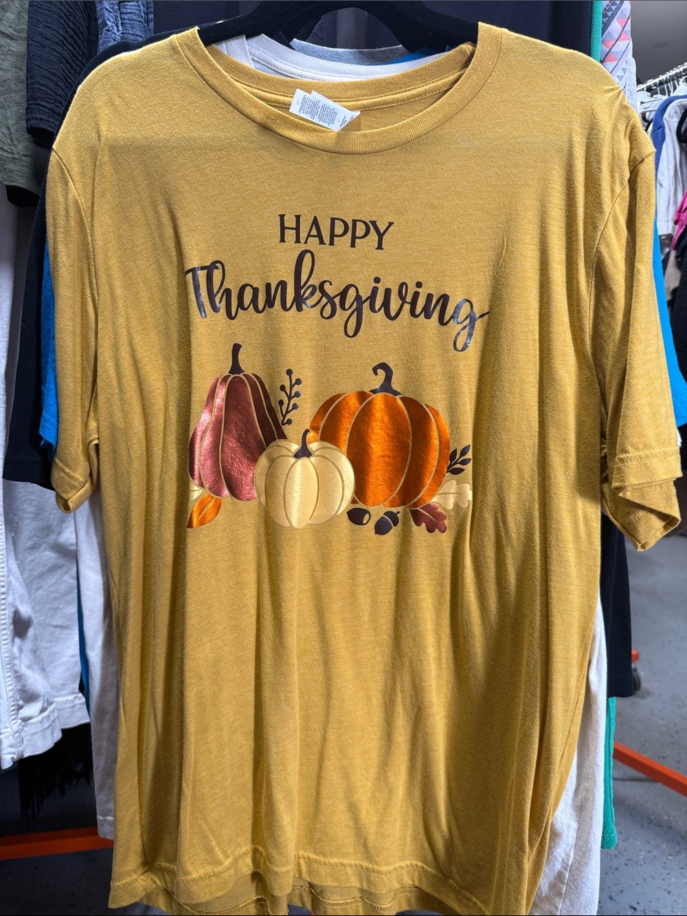 Bella Canvas Mustard Yellow Thanksgiving Pumpkin Tee